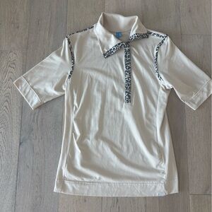 GG blue womens short sleeve polo Tan Leopard Medium